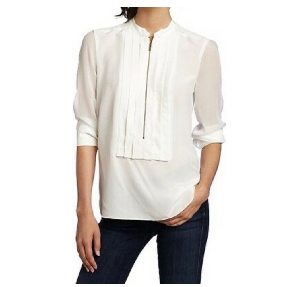 BCBGMAXAZRIA Eve XS Blouse in Gardenia 100% Silk